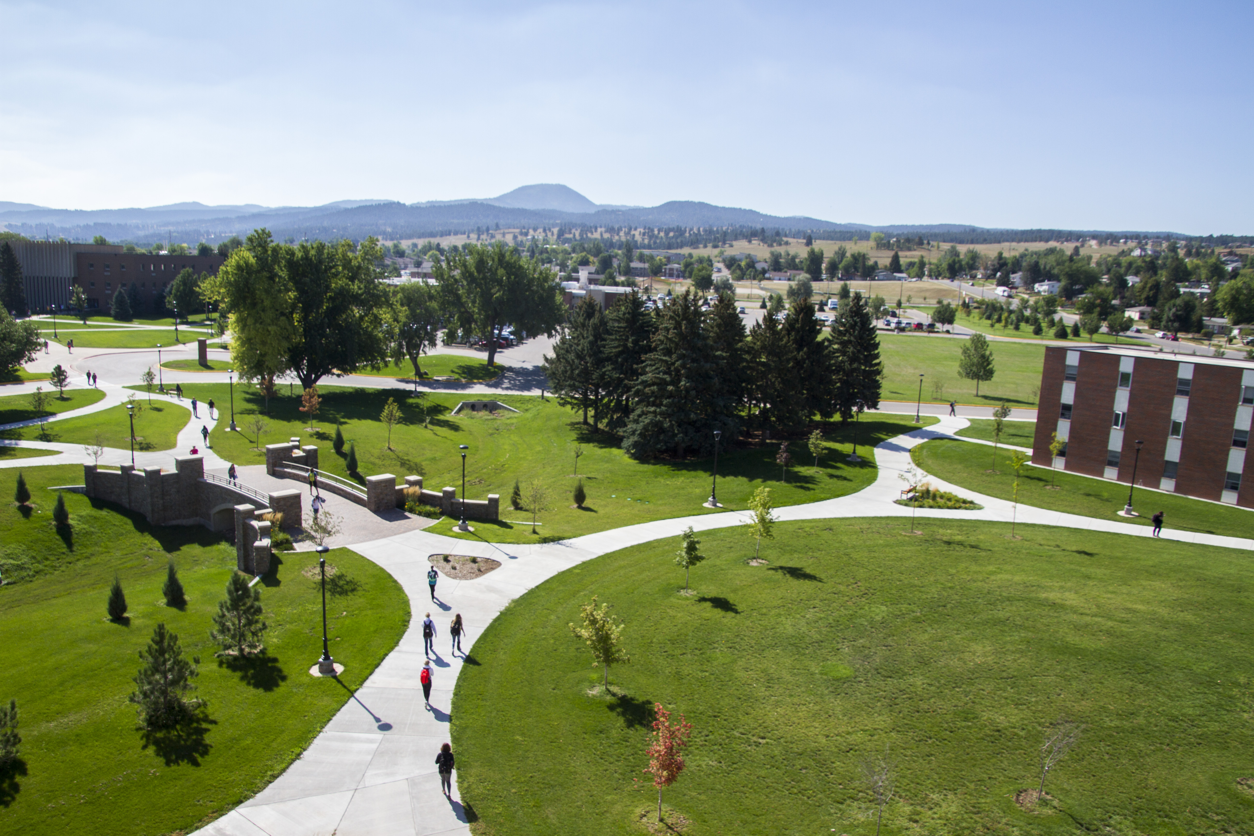 Students walking on campus.