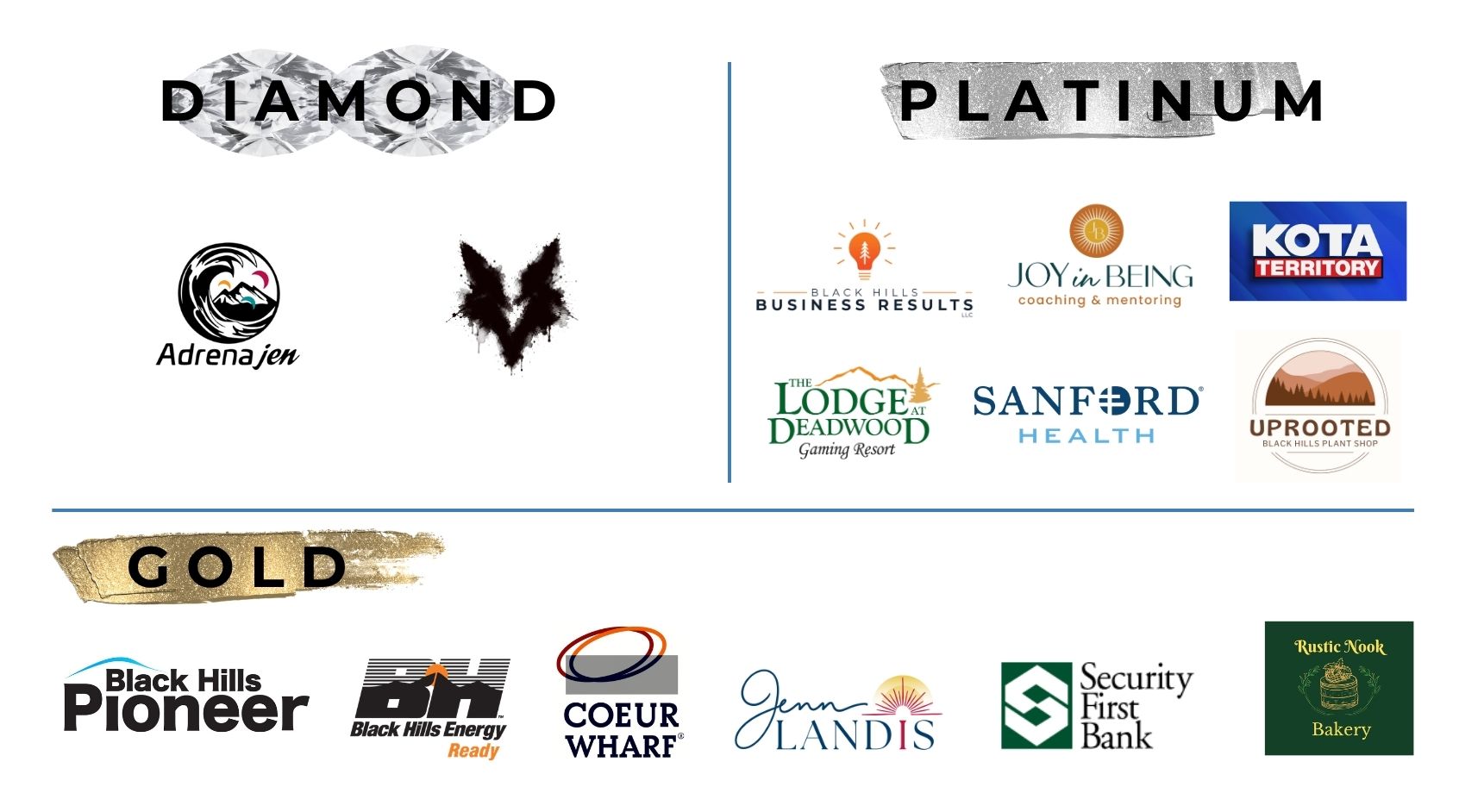 Image depicting logos of Diamond, platinum, and gold sponsors for the event