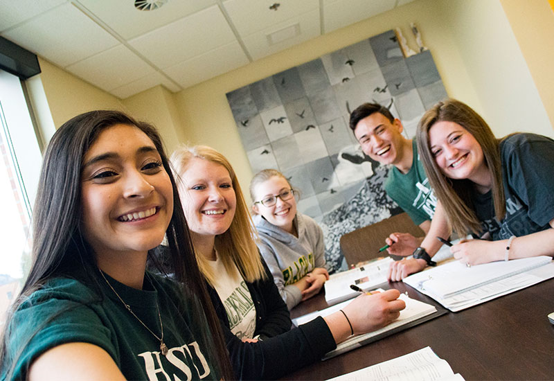 Resident Assistants taking a selfie.