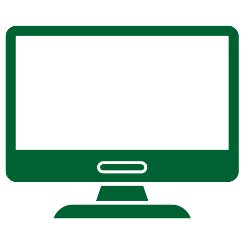 A green computer icon