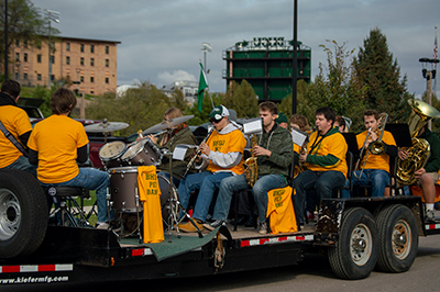 The band float at the BHSU Homecoming parade.