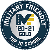 Top 10 School: Military Friendly Badge 2020-21 Gold Medal