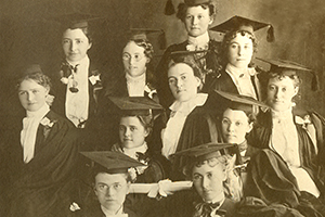 Picture of BHSU Class of 1889 graduates in their caps and gowns