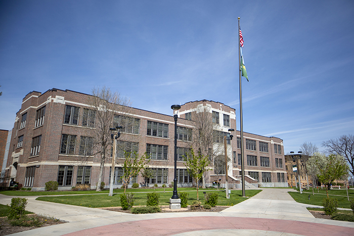view of Woodburn Hall in spring