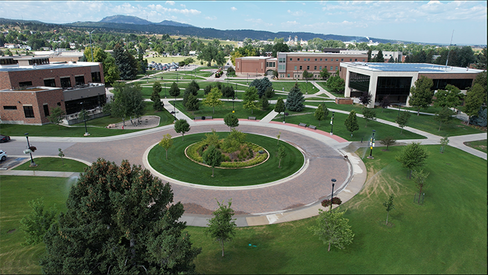 drone capture of campus green