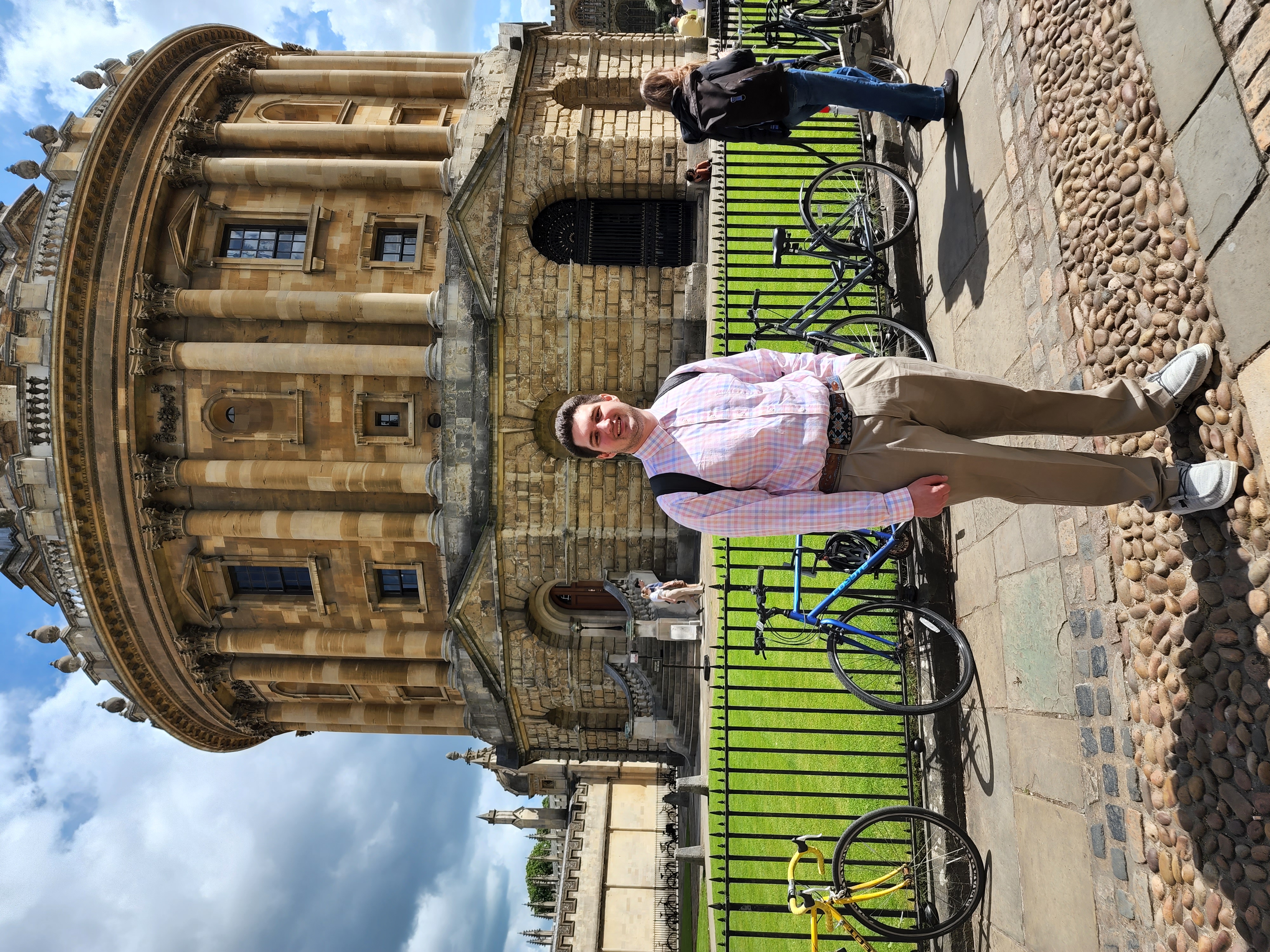 BHSU student, Curtis Peterson, in front of a structure in England