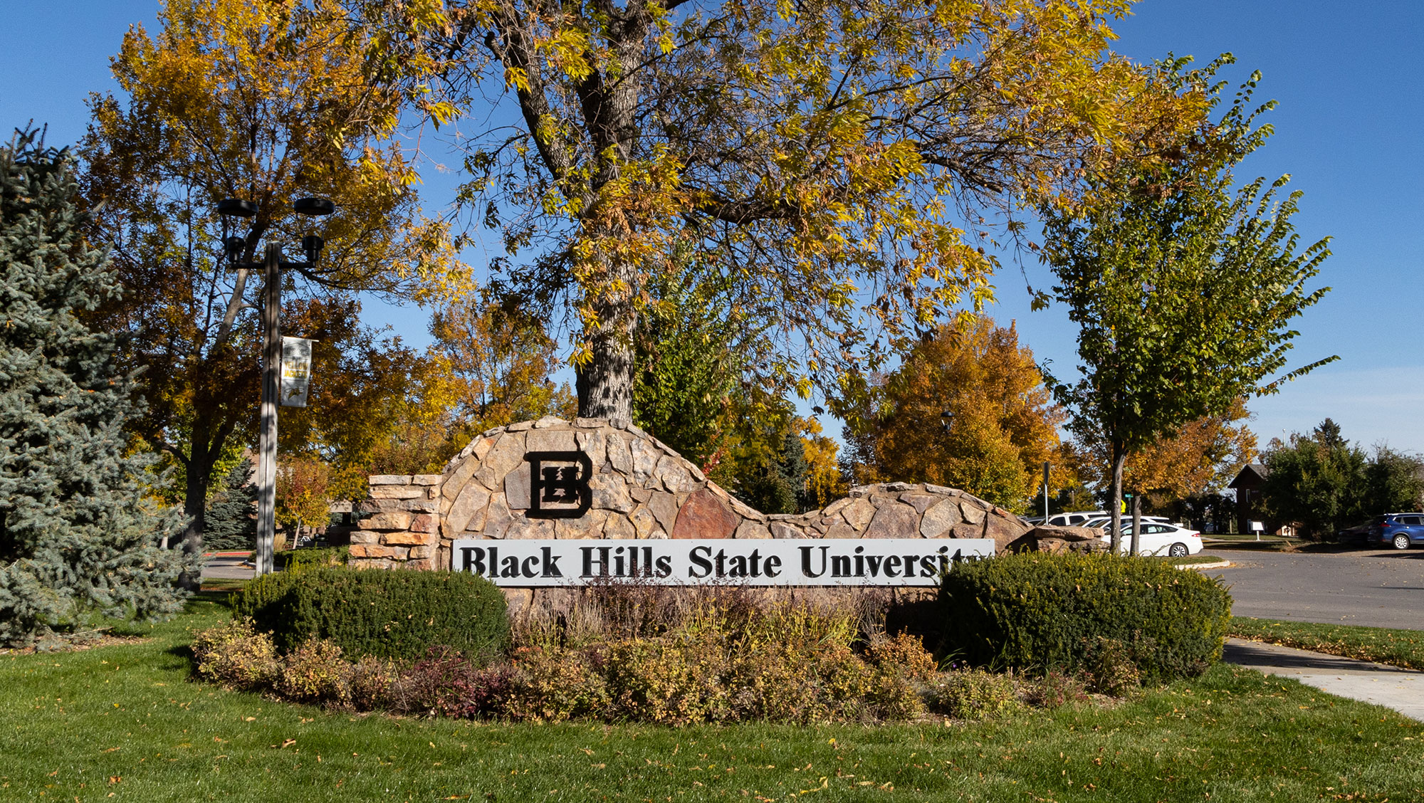 Outdoor sign that says Black Hills State University