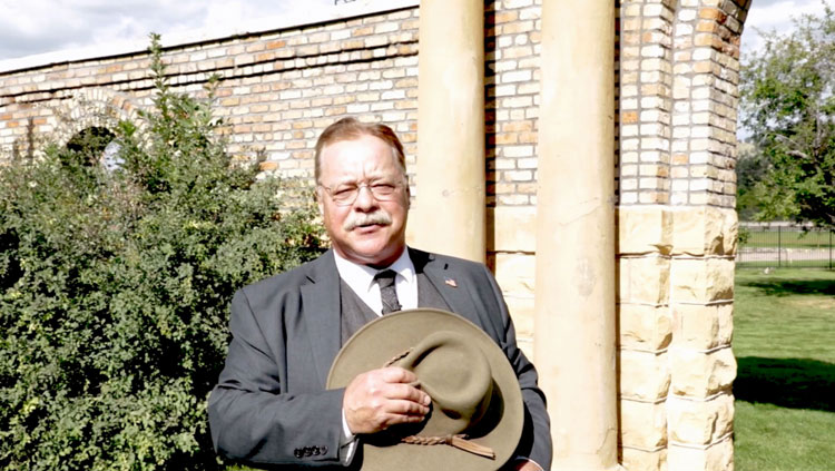 Joe Wiegand dressed as Theordore Roosevelt on the BHSU campus.