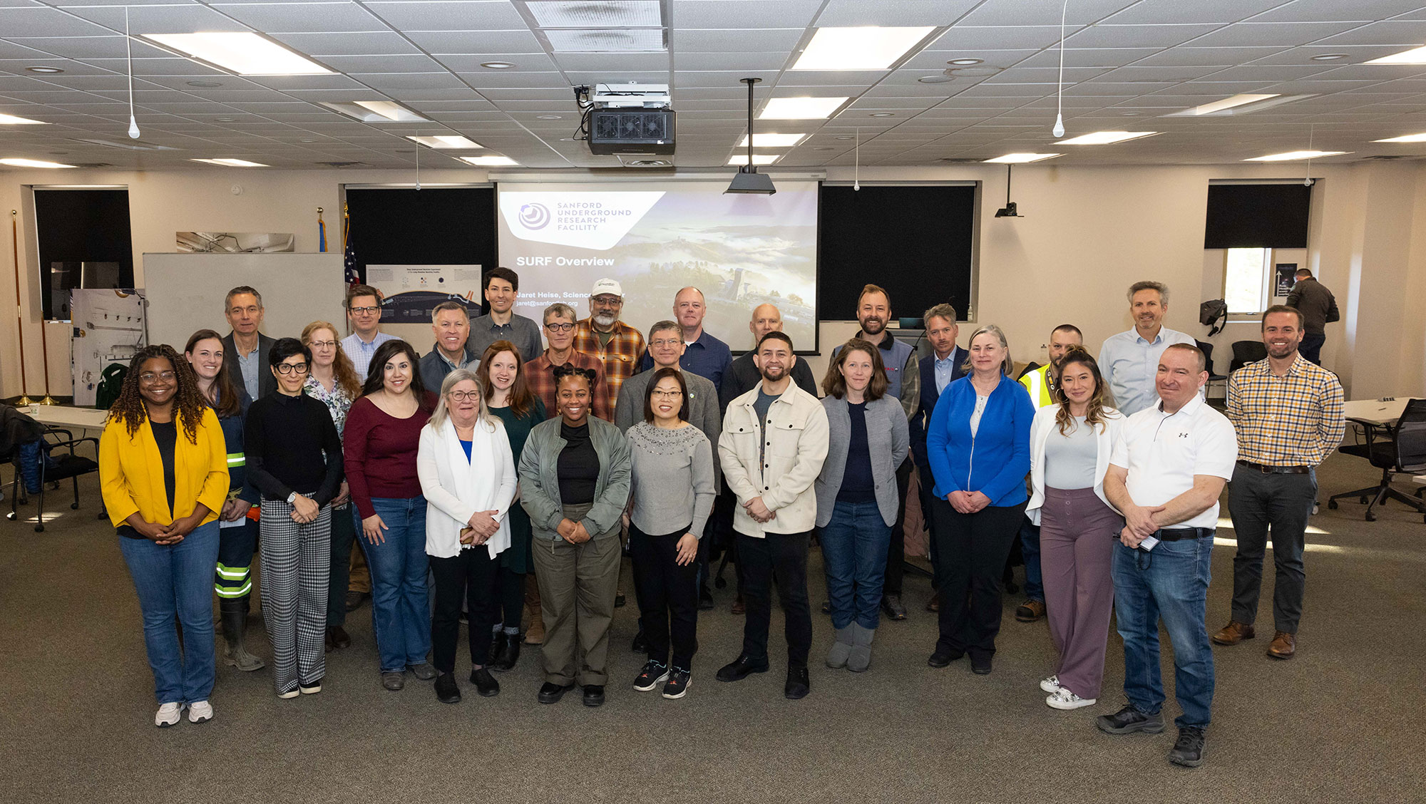 (Stephen Kenny/SURF) Leadership from the U.S. Department of Energy (DOE) Office of Science along with lab directors and researchers from 15 of the nation’s National Laboratories visited both Black Hills State University and the Sanford Underground Research Facility (SURF) Tuesday, Nov. 19 