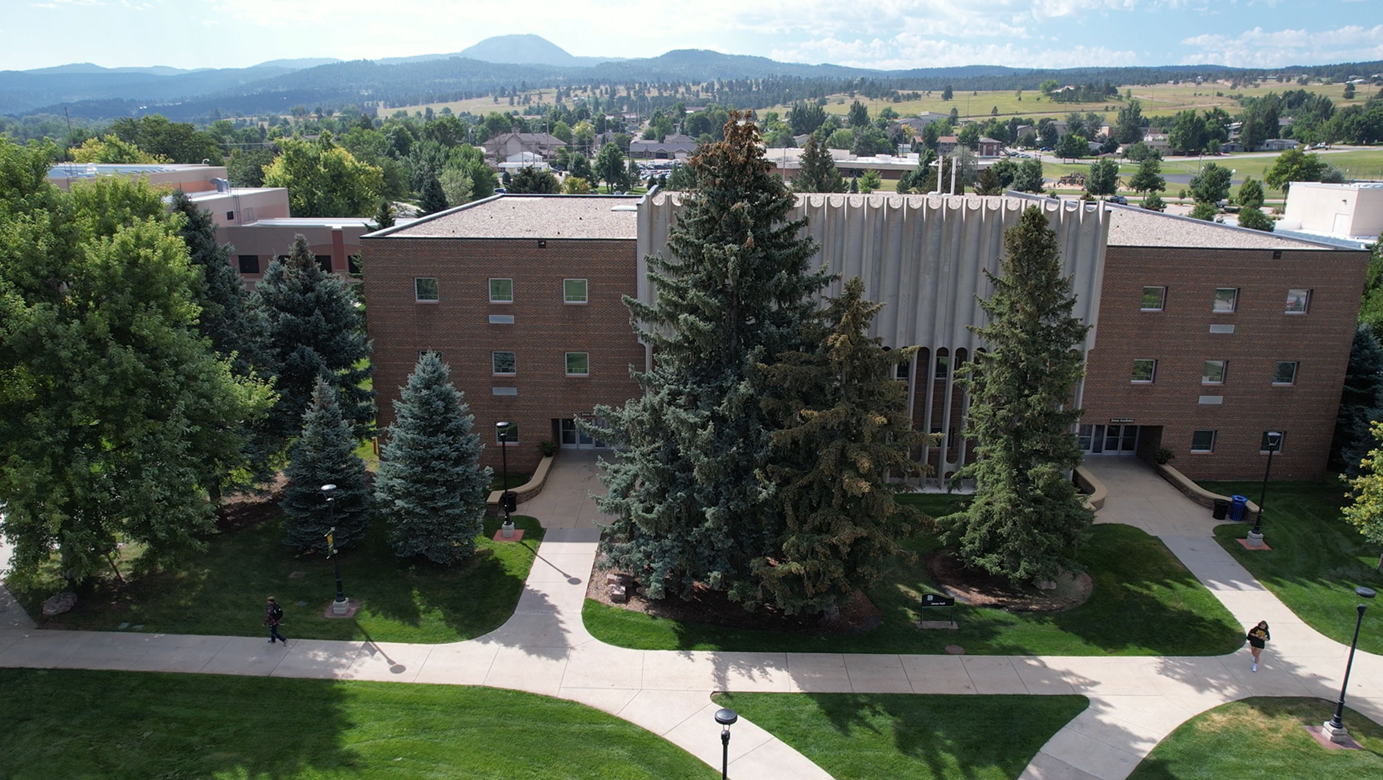 Aerial image of Jonas Hall on Black Hills State University Campus