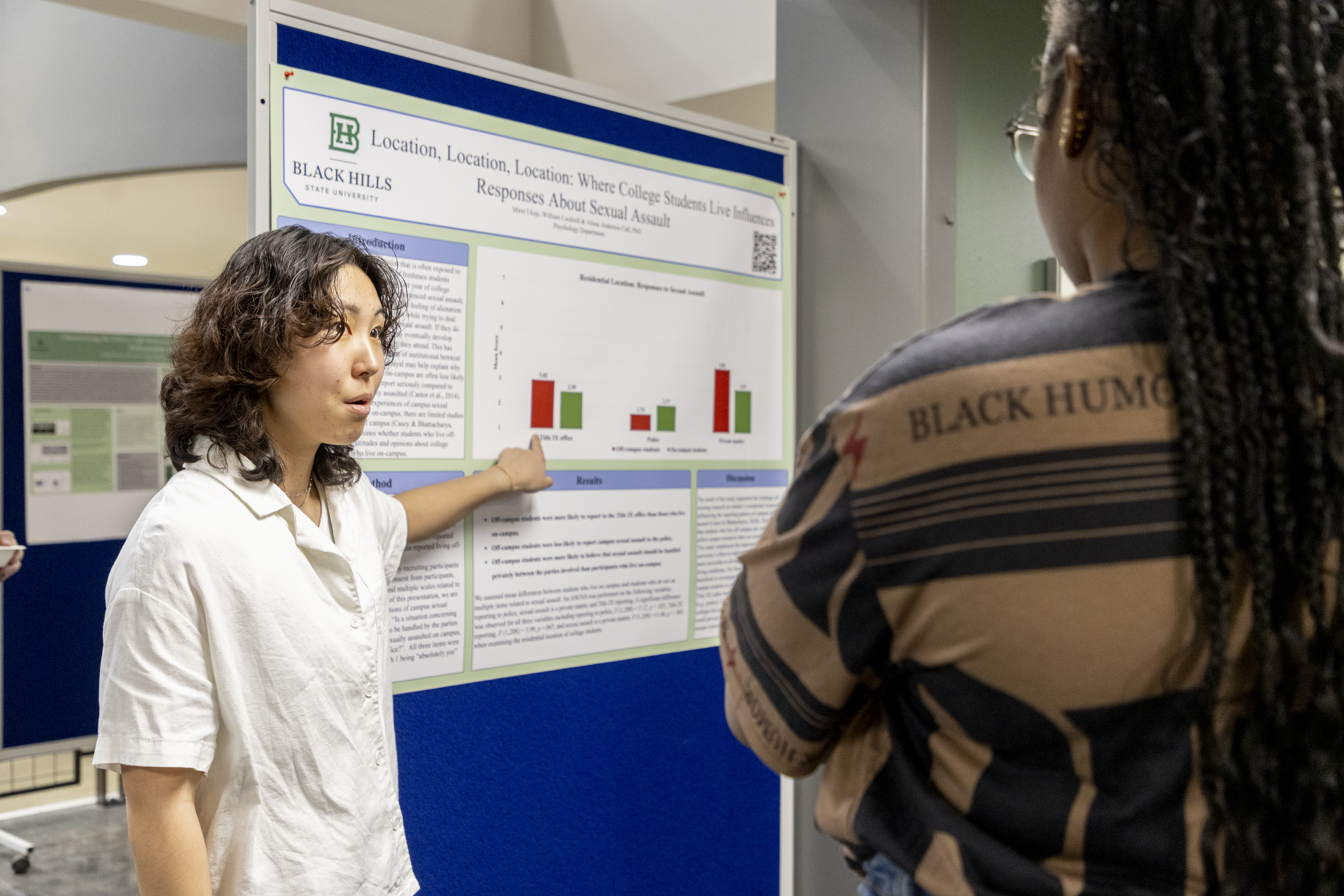 A BHSU psychology student presents her research at the Black Hills State Research Symposium
