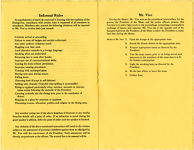 Image depicting the informal rules of the Dining Out social event.