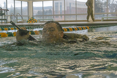 Cadets undergoing water combat survival classes.