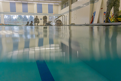 Cadets undergoing water combat survival classes.