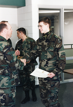Cadet at commissioning ceremony.