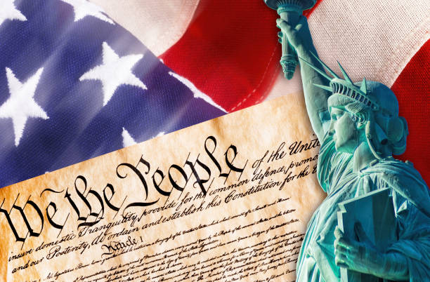 Constitution, Statue of Liberty, American Flag collage