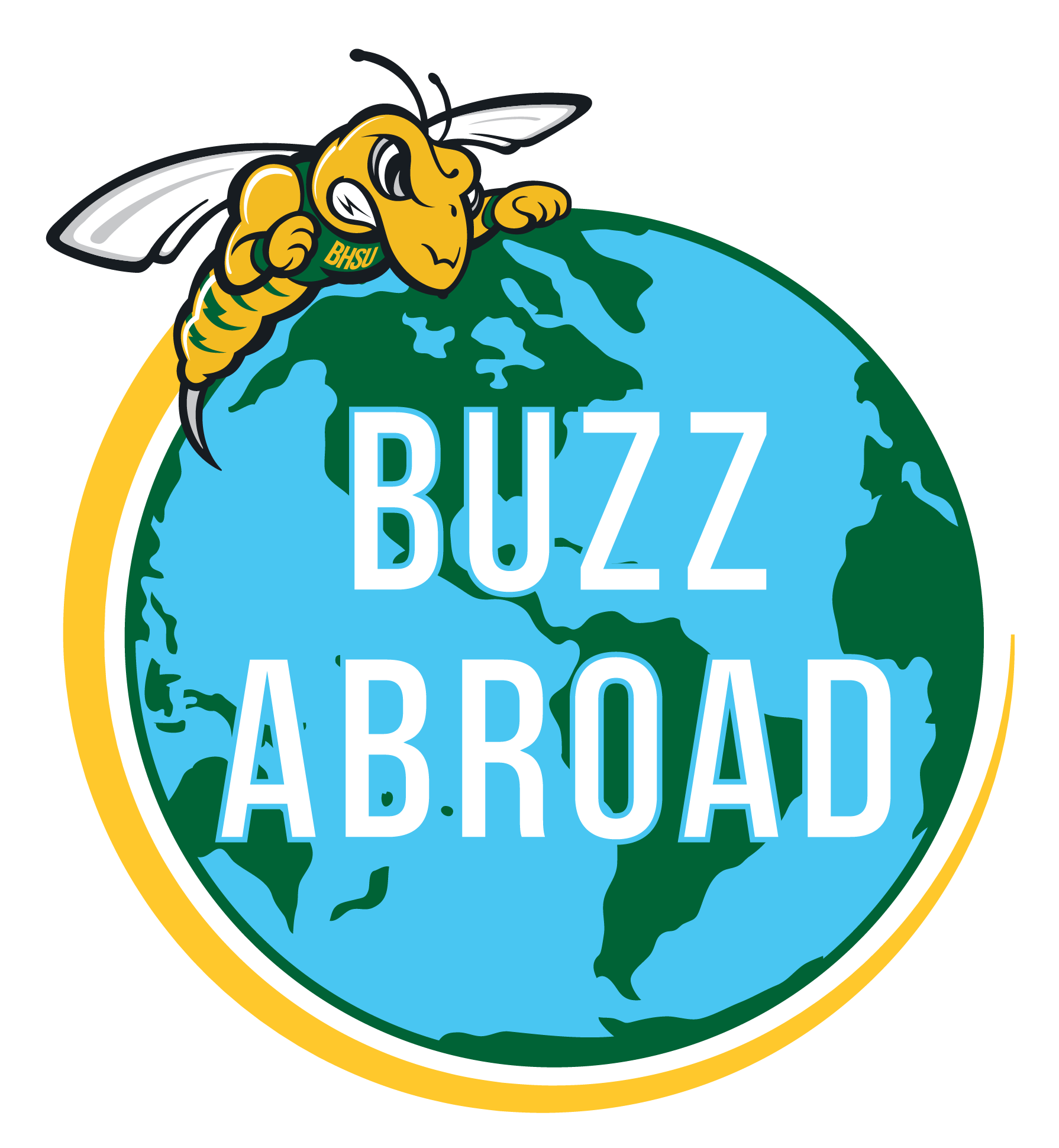 BuzzAbroad Logo featuring Sting circling the globe