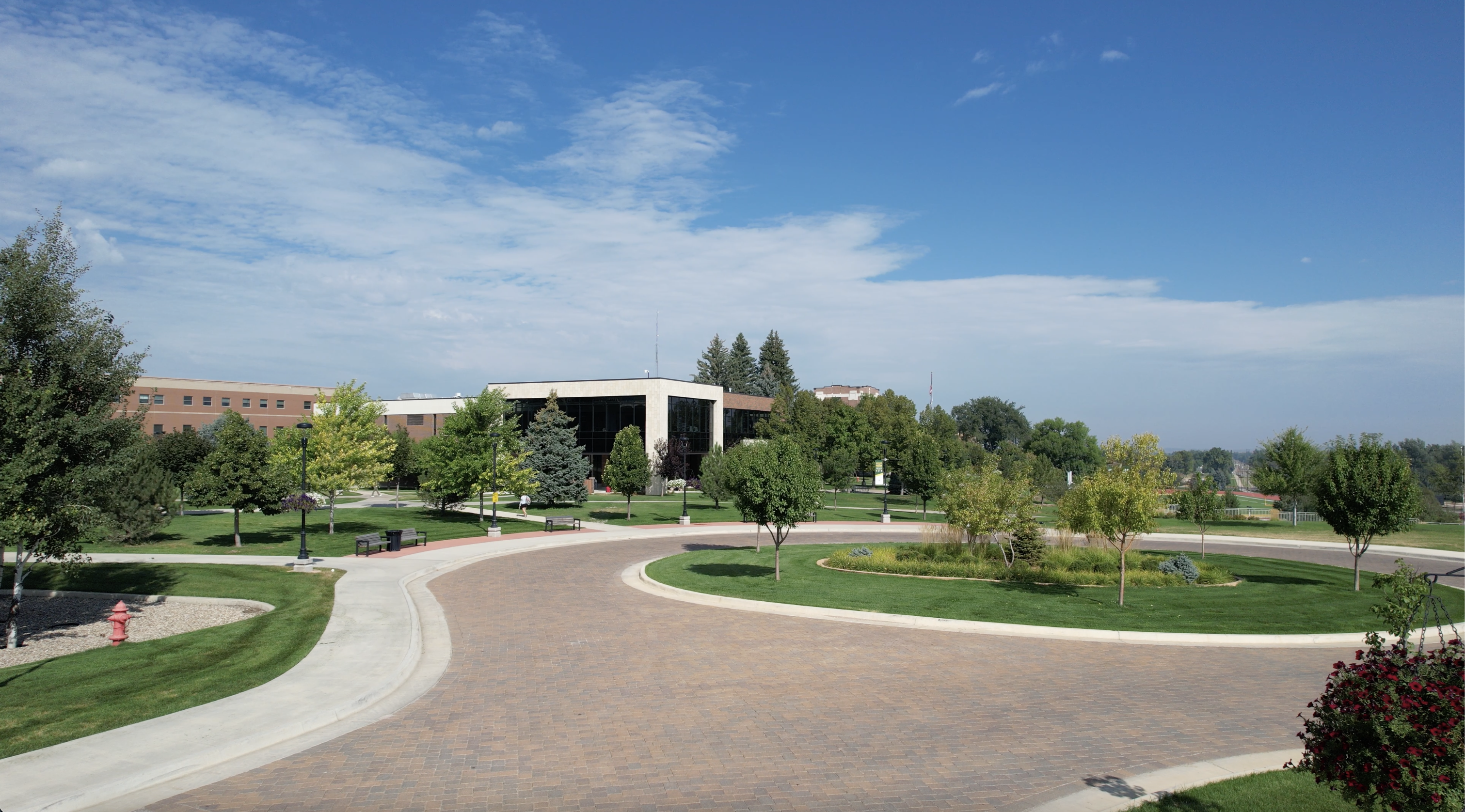 Drone photo of the E.Y Berry Library