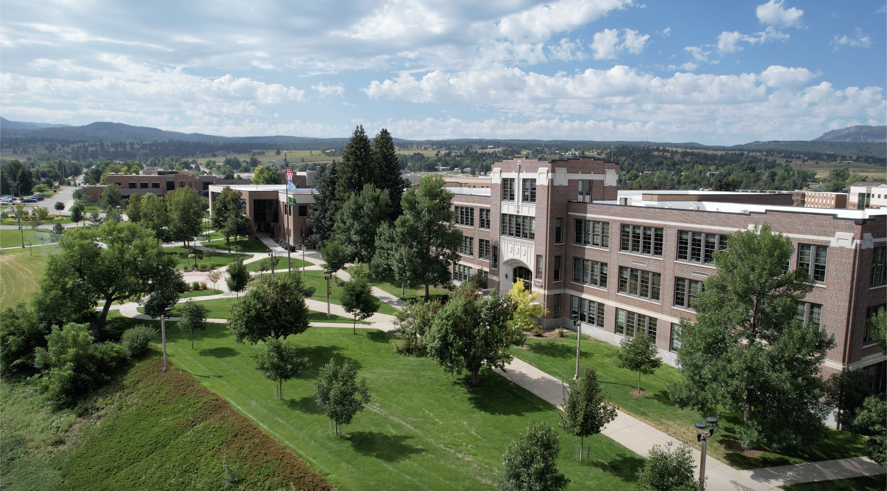 Drone image of Woodburn Hall