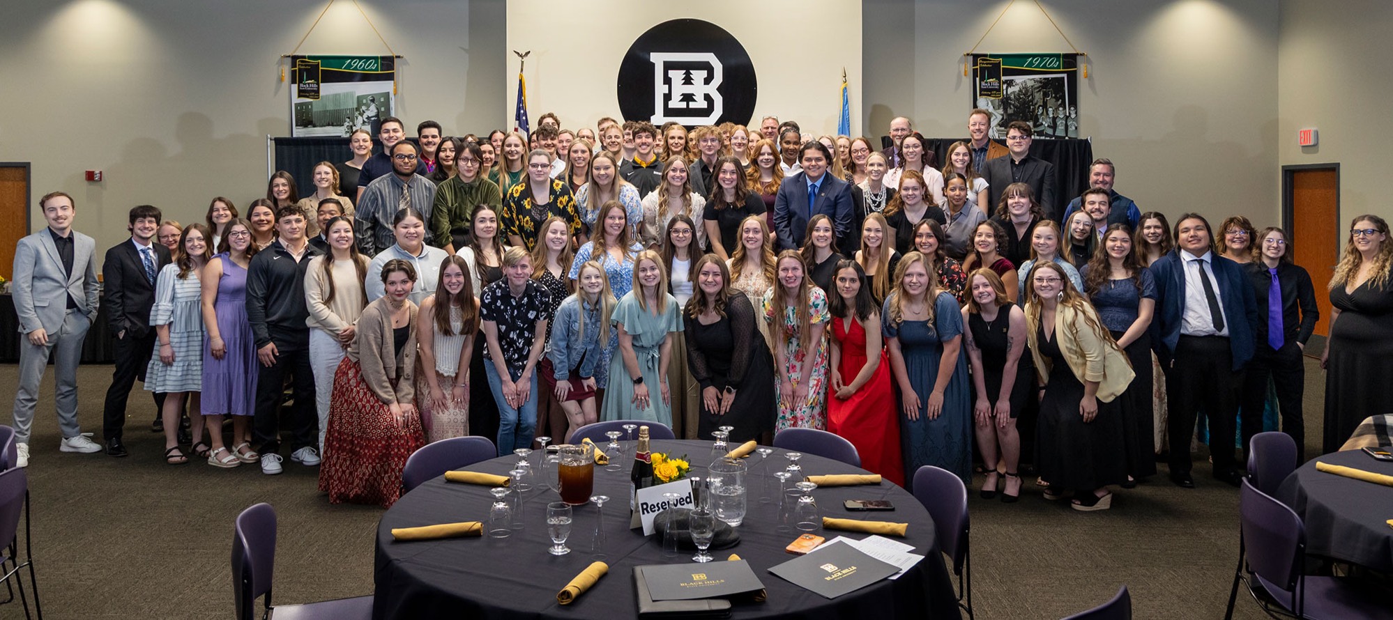 Several BHSU students pose in the Jacket Legacy Room for a photo at the conclusion of the 33rd Annual Student Volunteer Awards