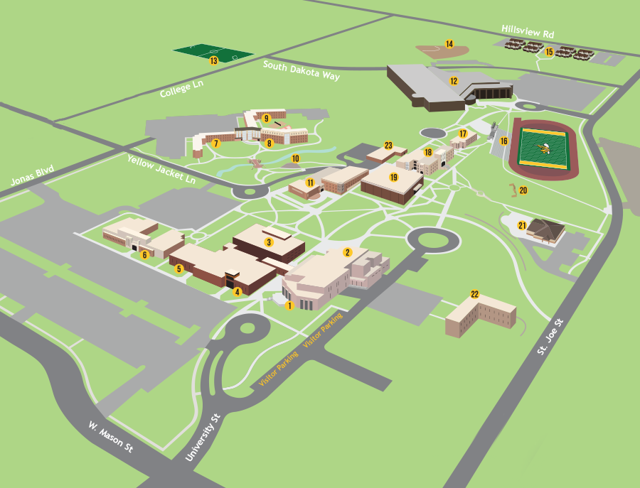 University Of South Dakota Campus Map BHSU Campus Map