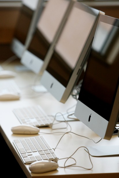 A row of computers