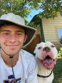 David Standish with a pitbull